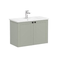 Vitra Root Classic 68651 Lavabo Dolabı, Kapaklı, 80 Cm, Dar, Mat Retro Yeşil, Köşeli Lavabolu